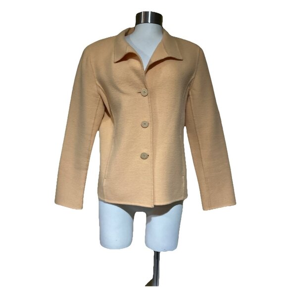 Alexandra Bartlett Jackets & Blazers - vtg y2k boiled wool cardigan sweater jacket butter yellow Alexandra Bartlett New